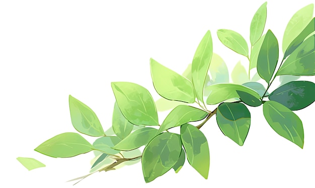 A green plant with green leaves and a white background.