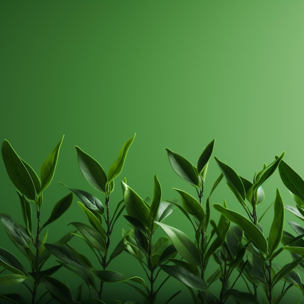 Green plant with leaves on a green background