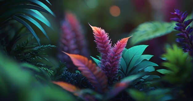 a green plant with pink flowers