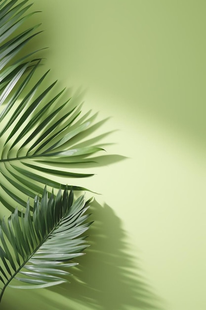 a green plant with a shadow on the wall and the shadow of it