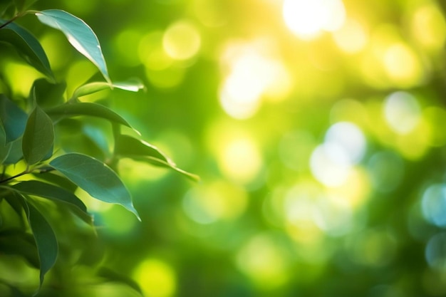 葉の中を太陽が照らす緑の植物