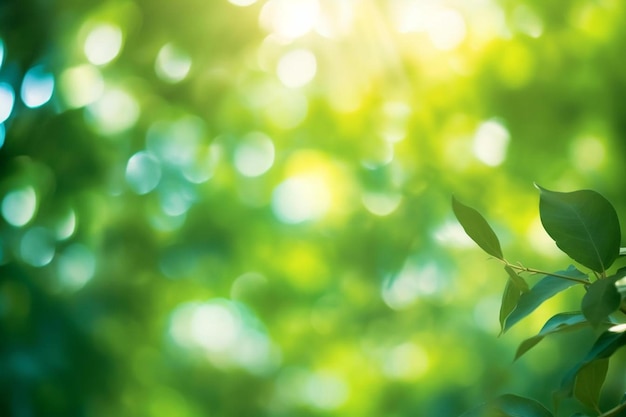 葉の中を太陽が照らす緑の植物