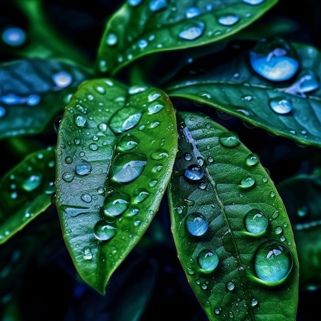 水滴が付いた緑の植物