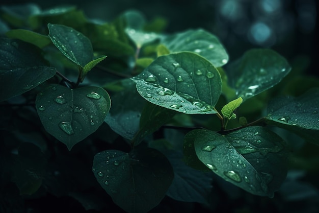 A green plant with water drops on it