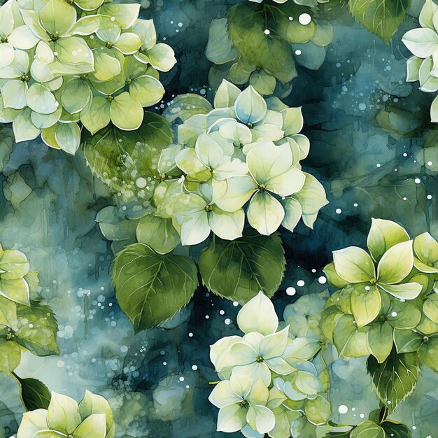 a green plant with white flowers and green leaves in the water