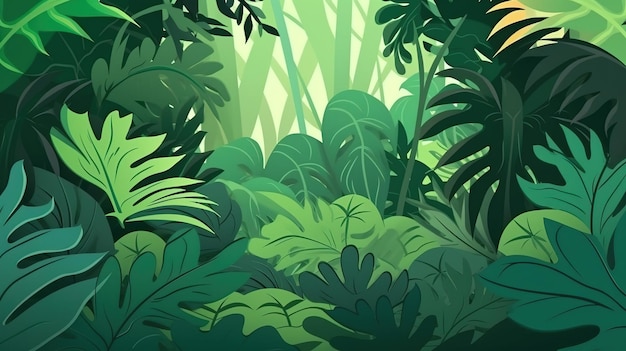 Зеленые растения в лесу Генеративный искусств ИИ