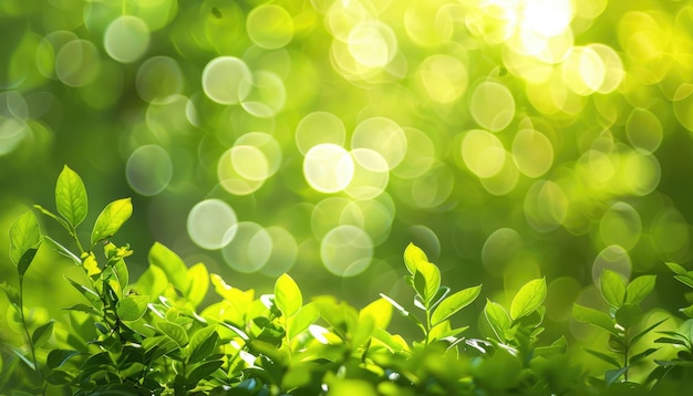 写真 葉の中を太陽が照らす緑の植物