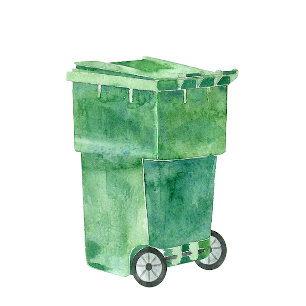 Green plastic trashbin