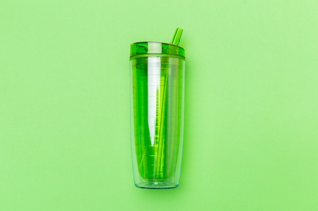 Green plastic whey shaker cup