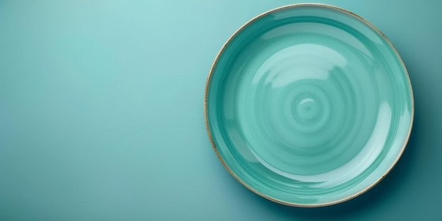 Фото Зелёная тарелка с круговым дизайном генеративный ии