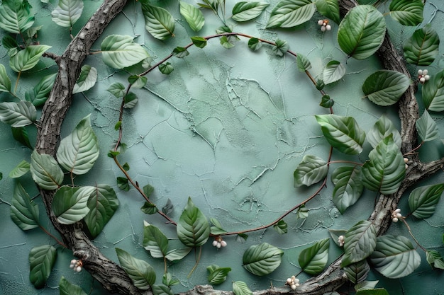 Photo a green plate with a picture of a tree with a ship on it