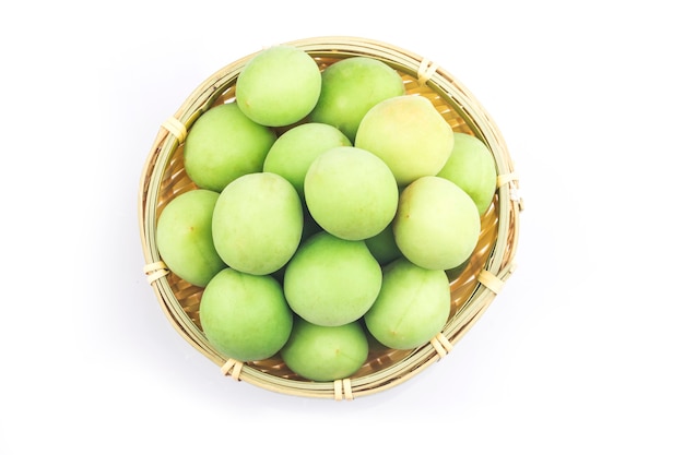 Green plum isolated isolated on white