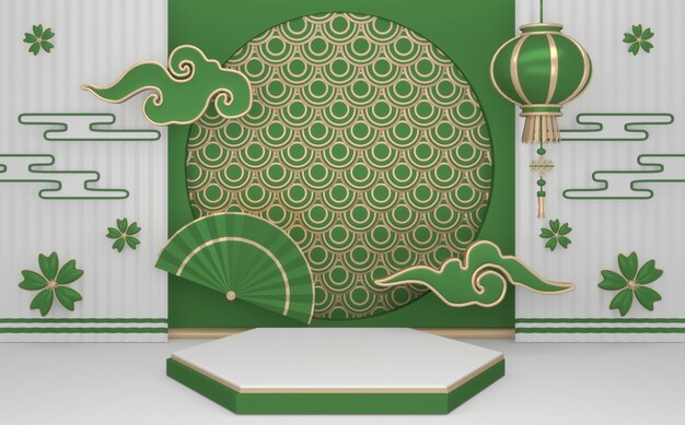 Green Podium Japanse minimale geometrische .3D-weergave