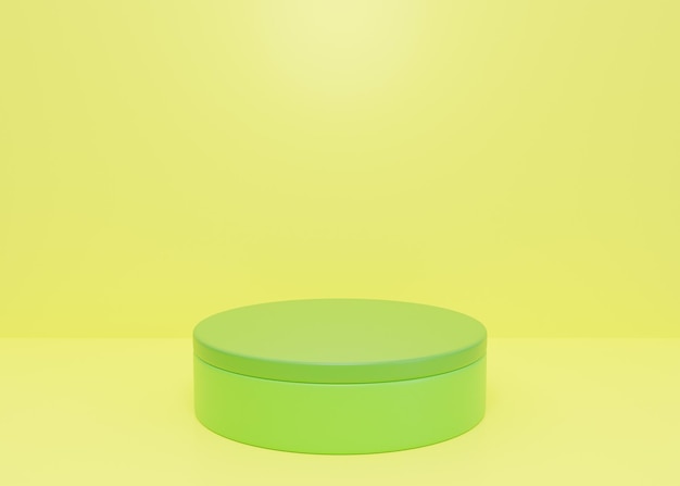 Green podium with plain color background