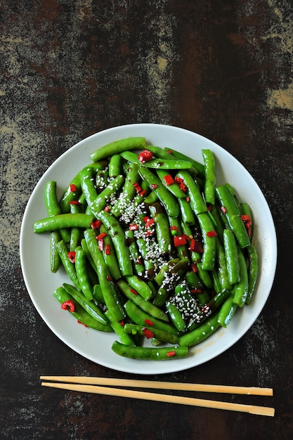 Green pods in Chinese style.