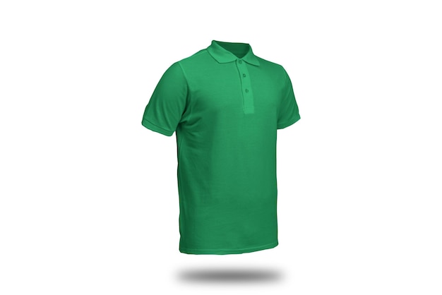 Photo green polo shirt with ghost model concept floating in plain background