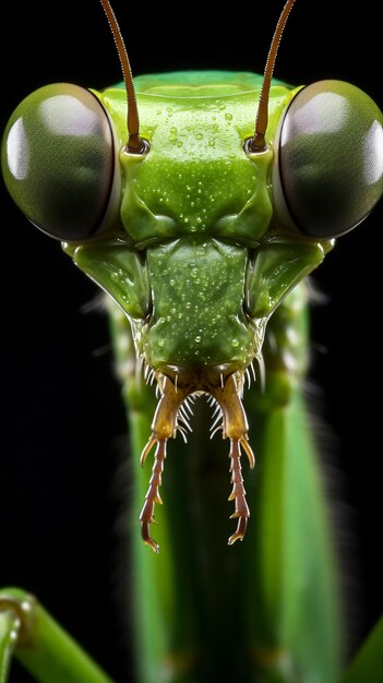 Photo green praying mantis close up