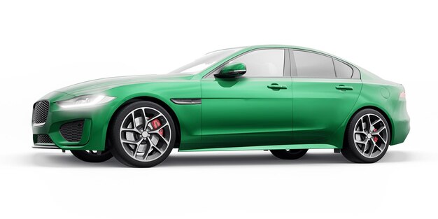 Foto illustrazione 3d della berlina sportiva premium verde