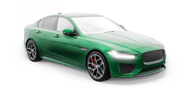 Foto illustrazione 3d della berlina sportiva premium verde