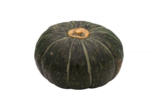 Green pumpkin isolated on the white 