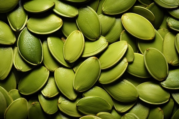 Зеленые семена тыквы в макро текстуре