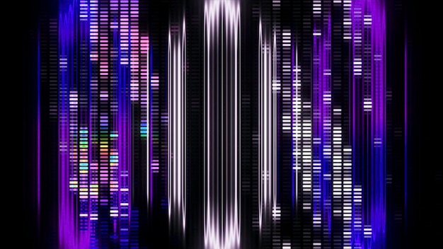 Green and purple lines on a black background MotionBright multicolored light in different sections of the footage in 3d format shines and moves in different directions