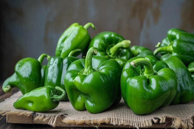 Green raw fresh bell pepper capsicum