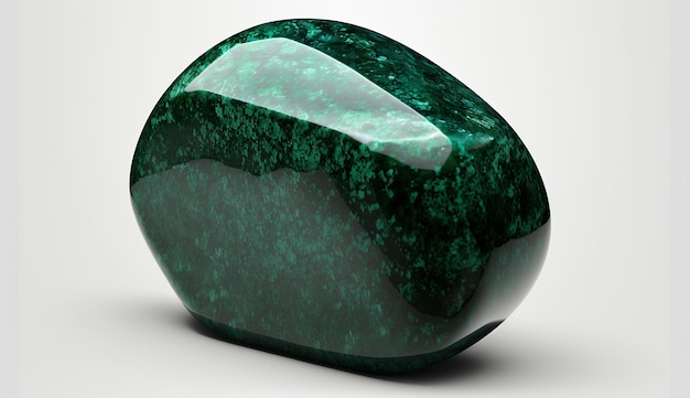 Зеленый необработанный натуральный нефритовый камень на белом фоне Сгенерированное AI изображение
