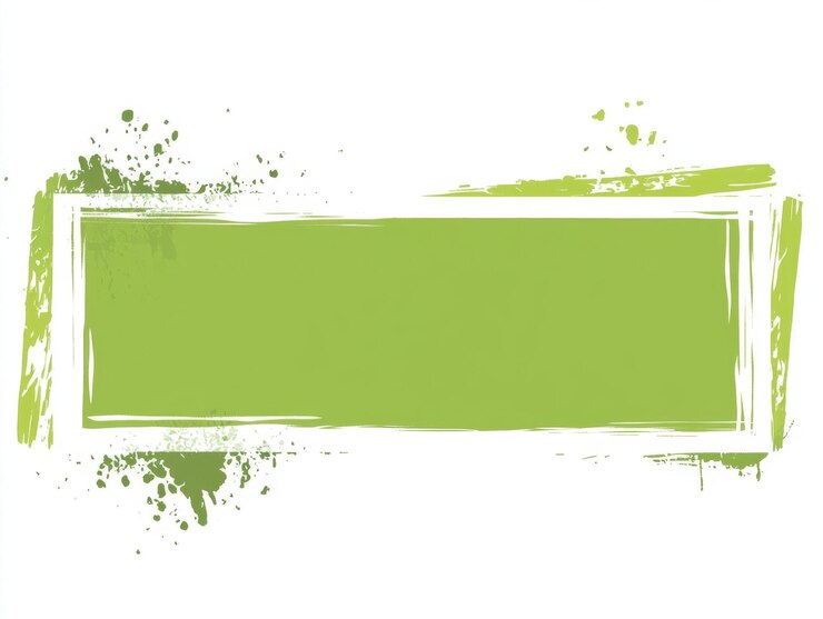 Photo green rectangular stamp with white border