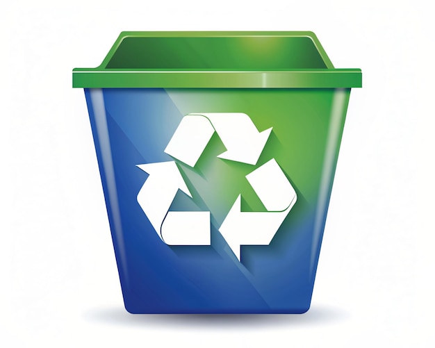 Photo a green recycle bin with a green recycle logo on it