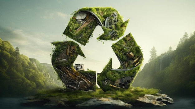 Green recycle symbol organic style