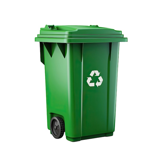 Green recycling bin isolated on white background Generative AI