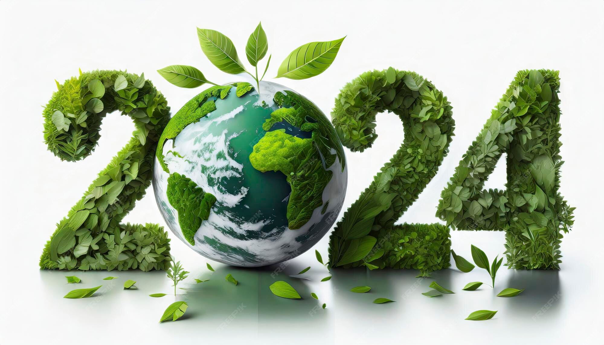 Premium Photo Green Recycling for New Year 2024 Save Our and