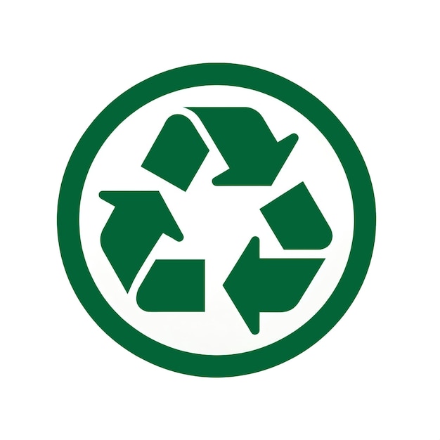 Photo green recycling symbol on white background