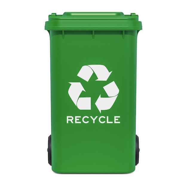 Green recycling trash can 3D rendering