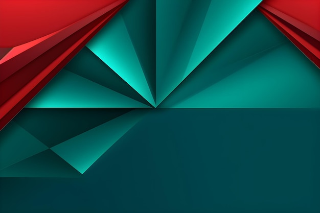 緑と赤の背景に青い三角形のパターン。