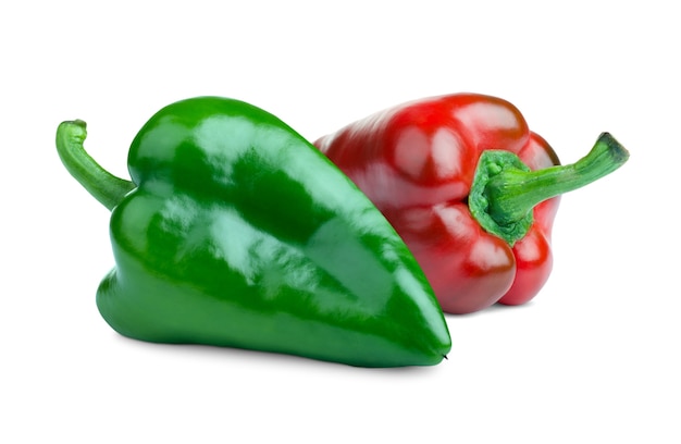 Green and red Bulgarian peppers