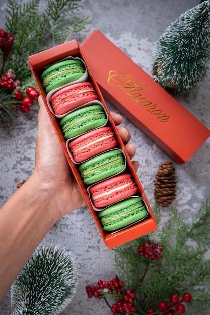 Green and red Macaron for Christmas