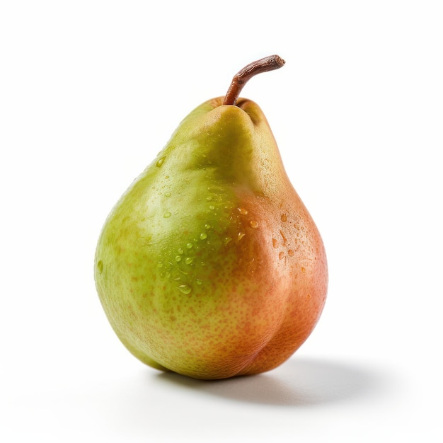 A green and red pear