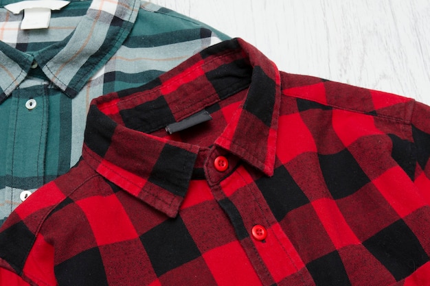 green and red plaid shirts. fashionable concept
