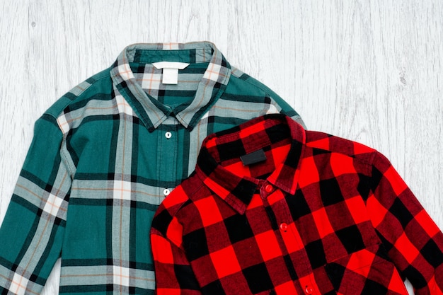 Green and red plaid shirts.