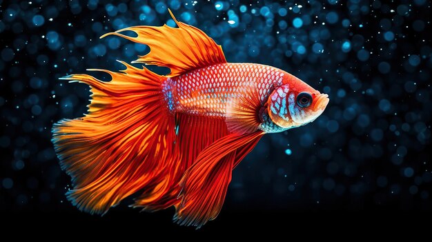 Green red Siamese fighting fish on water