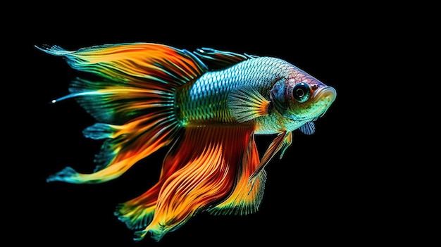 Green red Siamese fighting fish on water