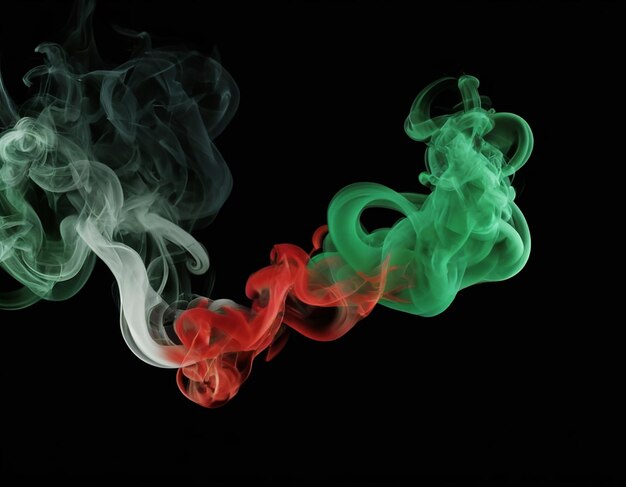 green red smoke on black background generative ai