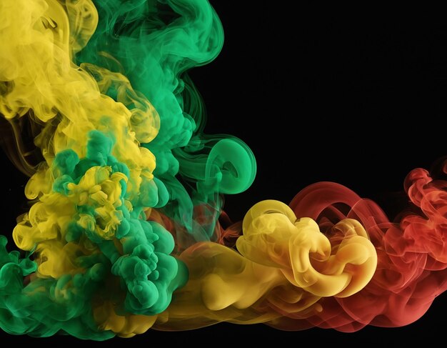 green red smoke on black background generative ai