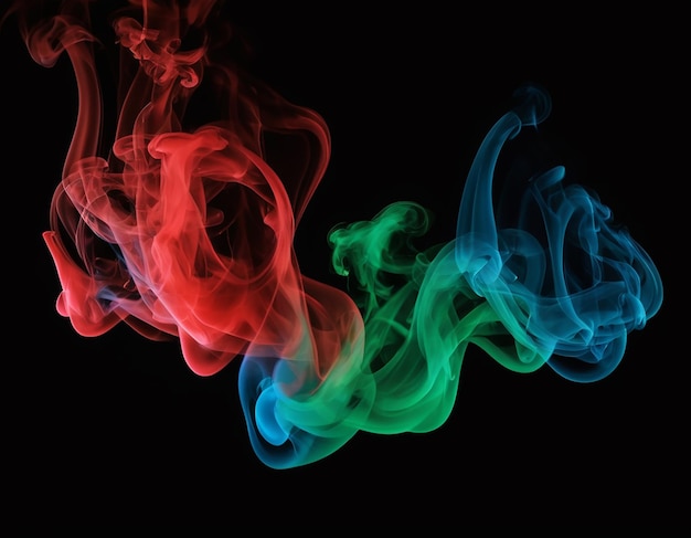 green red smoke on black background generative ai