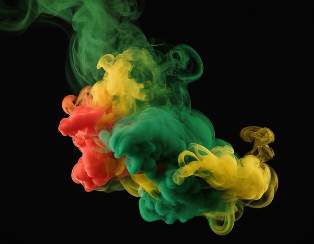 green red smoke on black background generative ai