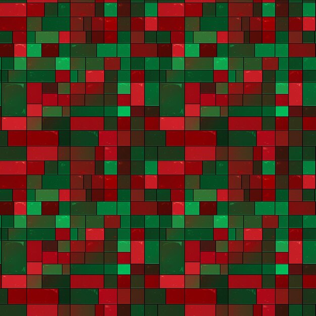 A green and red squares in pixels seamless pattern background