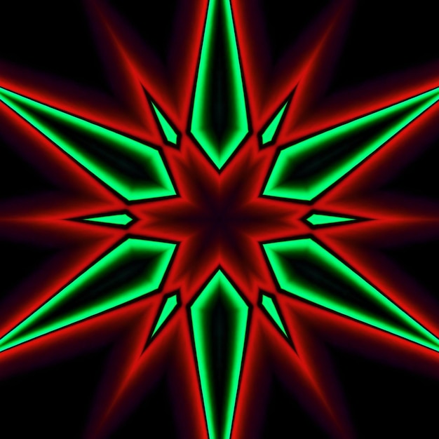 A green and red star with a green star in the middle.