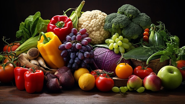 green red yellow purple vegetables and fruit fresh